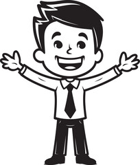 Joyous Business Visionary Stick Figure Businessman Icon in Black Vector Delighted Corporate Figure Black Logo Featuring Smiling Businessman