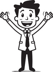 Delighted CEO Stick Figure Businessman Icon in Black Vector Corporate Happiness Black Logo Featuring Happy Businessman Stick Figure