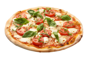 Fresh Mozzarella Topped Pizza Margherita Isolated on Transparent Background