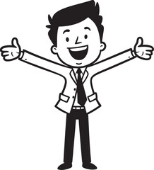 Blissful Corporate Director Black Logo Featuring Joyful Businessman Grinning Business Visionary Vector Graphic of Smiling Businessman in Black