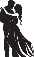 Caring Support Black Graphic of Man Holding Woman in Icon Romantic Embrace Vector Black Logo Design of Loving Couple