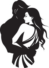 Comforting Embrace Vector Logo Design of Man Holding Woman Gentle Embrace Black Graphic of Man and Woman Embrace Icon