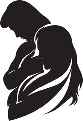 Blissful Affection Vector Graphic of Man and Woman in Black Tender Embrace Black Logo Design of Couple Embracing