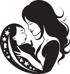 Eternal Embrace Vector Black Emblem of Maternal Warmth Enduring Love Iconic Black Graphic of Mother and Baby