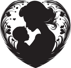 Infinite Care Vector Black Emblem of Maternal Love Maternal Warmth Black Logo Design of Mother and Baby Embrace