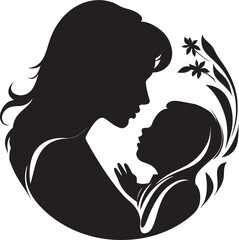 Enduring Affection Vector Graphic of Maternal Bond in Black Eternal Nurturer Black Logo Design of Mother and Child Embrace