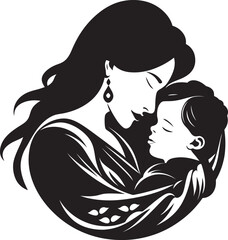 Tender Guardian Vector Black Emblem of Motherhood Unconditional Support Iconic Black Logo Design of Maternal Bond