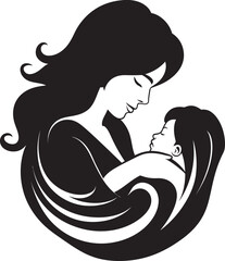 Maternal Strength Black Logo Design of Mother and Child Bond of Devotion Vector Black Emblem of Motherhood