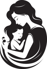 Eternal Affection Iconic Black Logo Design of Mother and Child Infinite Care Vector Graphic of Maternal Love in Black