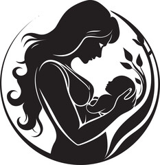 Tender Guardian Vector Black Emblem of Motherhood Unconditional Support Iconic Black Logo Design of Maternal Bond