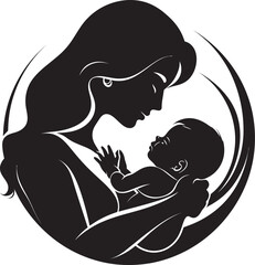 Eternal Nurturer Black Logo Design of Mother and Child Tender Guardian Vector Black Emblem of Motherhood