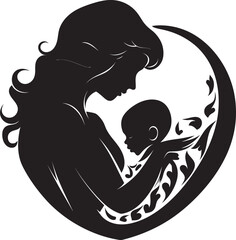 Bond of Devotion Vector Black Emblem of Motherhood Eternal Affection Iconic Black Logo Design of Mother and Child