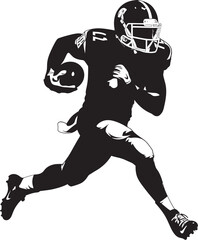 Touchdown Titan Vector Graphic of Football Star in Black End Zone Hero Iconic Black Emblem of NFL Athlete