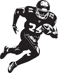 Offensive Ace Vector Graphic of NFL Offensive Player in Black End Zone Enforcer Iconic Black Logo Design of Touchdown Specialist