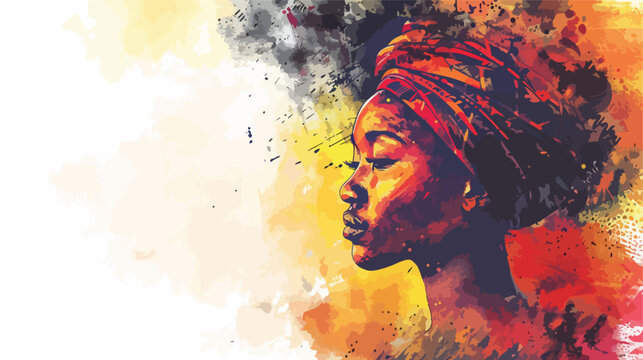 Black Woman Watercolor Painting Style Banner For Afr