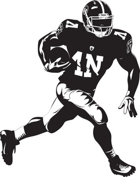 Field General Vector Graphic of NFL Quarterback in Black Tackle Machine Iconic Black Logo Design of Defensive Player