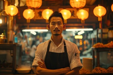 Asian Chef Portrait in Restaurant