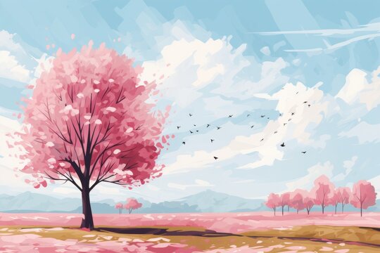 Abstract spring background with soft pastel colors and floral patterns for design
