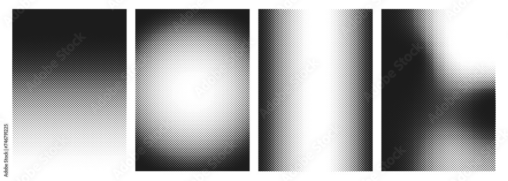 Poster noise dot grain background, pointillism dots gradient or dotwork pattern, vector stipple effect. gra