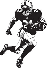 Gridiron Guardian Vector Graphic of NFL Defensive Ace Field Fury Iconic Black Logo Design of NFL Player in Fast Action