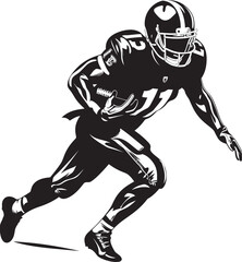 Pigskin Power Black Emblem of Dominant NFL Player Touchdown Thriller Vector Graphic of NFL Scoring Excitement