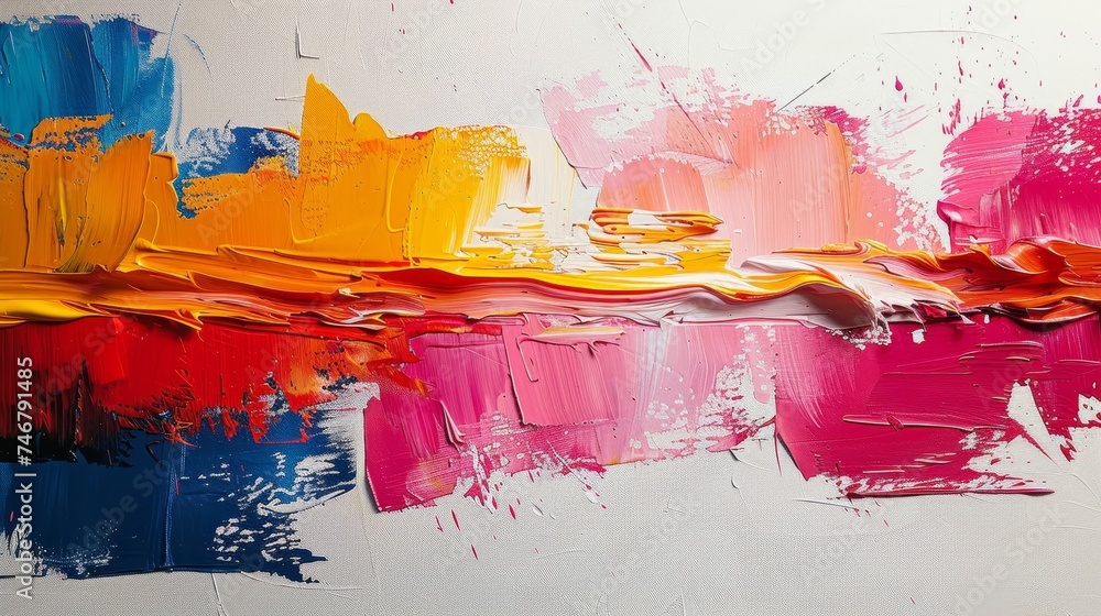 Poster abstract expressionism with bold brush strokes and dynamic color splashes on canvas