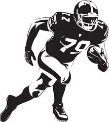 Blitz Bandit Vector Graphic of NFL Pass Rush Specialist in Black Gridiron General Iconic Black Emblem of NFL Field Commander