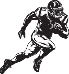 Obraz premium Blitz Bomber Vector Graphic of NFL Pass Rusher in Black Gridiron Gladiator Iconic Black Emblem of NFL Football Champion