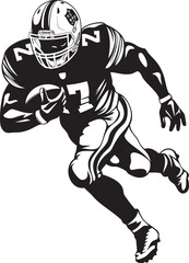 Field General Vector Graphic of NFL Quarterback in Black Tackle Machine Iconic Black Emblem of NFL Defensive Player