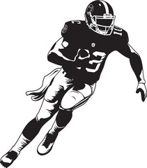 Blitz Beast Vector Graphic of NFL Pass Rusher in Black Gridiron Guardian Iconic Black Emblem of NFL Defensive Titan