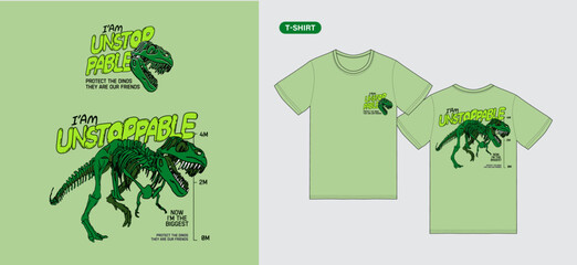 dinosaur slogan with hand drawn dinosaur vector illustration for fashion print © fathurdavega