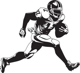 Field Force Vector Black Emblem of NFL Player in Powerful Action Touchdown Tornado Iconic Black Logo Design of NFL Scoring Whirlwind