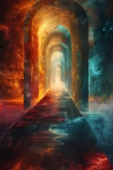 Exploring ethereal landscapes with surreal shapes and vibrant color splashes provides a unique experience.