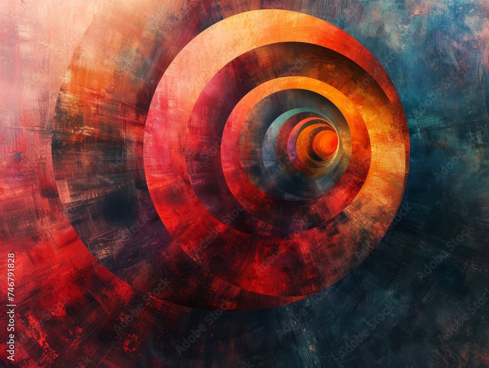 Aufkleber abstract spirals and blur create a surreal, vibrant effect with texture overlay, offering a unique v