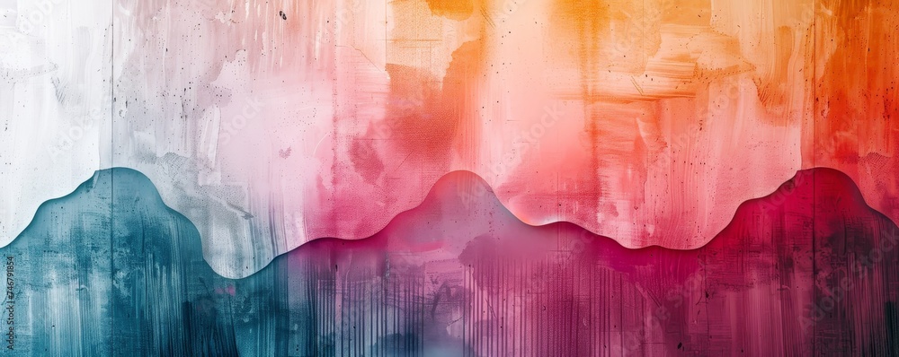 Poster abstract symmetry in modern design, minimalist with gradient texture and color splash.