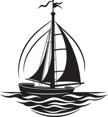 Classic Ship in a Bottle Iconic Black Emblem of Vintage Nautical Art Glass Encased Maritime Majesty Vector Graphic of Old Sailboat Keepsake