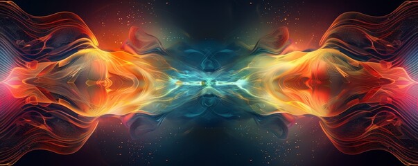 Abstract modern design features gradient texture and color splash, embodying minimalist symmetry.