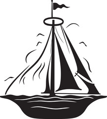 Antique Maritime Essence Vector Graphic of Old Ship Icon Glassbound Nautical Relic Black Logo Design of Vintage Sailboat Emblem