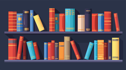 books on the shelf isolated background illustration