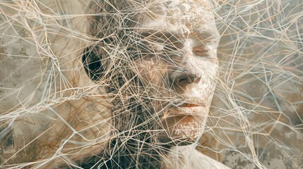 The concept of personal communication is depicted through an image of a man's head connected to the external world by threads. 
