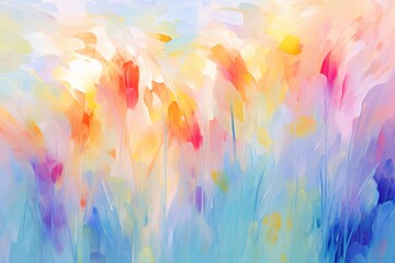 Abstract spring background with blossoming flowers and vibrant colors for seasonal designs - obrazy, fototapety, plakaty