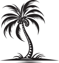 Coastal Serenity Vector Black Logo of Palm Tree and Beach Tropical Tranquility Iconic Black Emblem of Seaside Scene