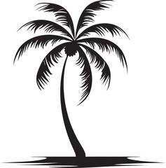 Serene Shoreline Black Logo Design of Coastal Landscape Palm Paradise Vector Black Emblem of Seaside Retreat