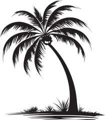 Seaside Dreams Iconic Black Logo Design of Tropical Paradise Beachscape Vista Vector Graphic of Palm Tree Silhouette