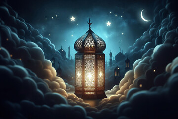 Ramadan kareem concept design, happy ramadan holiday, crescent and candle design, greetings islamic world, celebrating ramadan. - obrazy, fototapety, plakaty