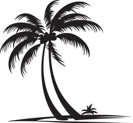 Palm Paradise Black Logo Design of Seaside Palm Silhouette Serene Seashore Vector Black Emblem of Tropical Coastline