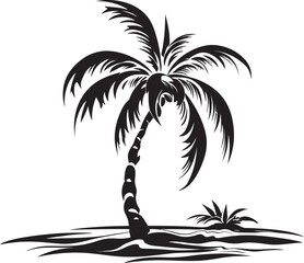 Beachfront Bliss Iconic Black Logo Design of Seaside Symbol Palm Coastline Vector Graphic of Coastal Palms