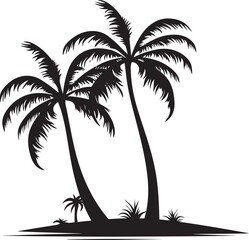 Palm Coast Escape Vector Graphic of Seaside Palm Tree Silhouette Beachfront Bliss Black Logo Design of Palm Tree and Ocean