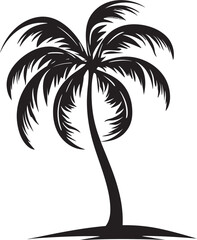 Obraz premium Palm Paradise Vector Graphic of Seashore Palm Tree Silhouette Coastal Calmness Black Logo Design of Beachside Serenity