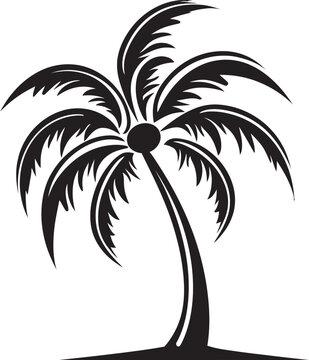 Beachside Bliss Black Logo Design of Palm and Seashore Symbol Seashore Silhouette Vector Palm Tree and Beach Scene